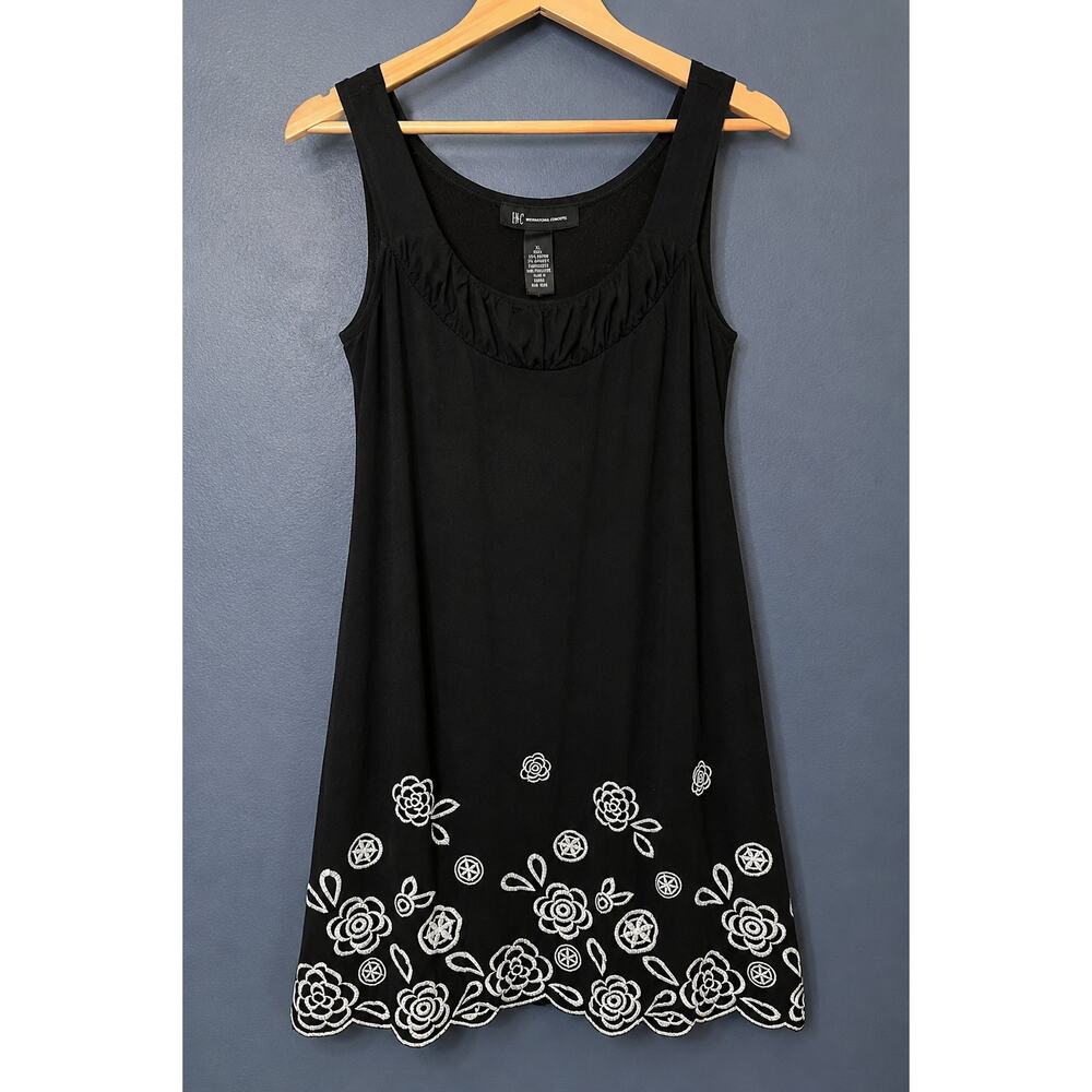 INC International Concepts Black White Embroidered Floral Sleeveless Dress XL